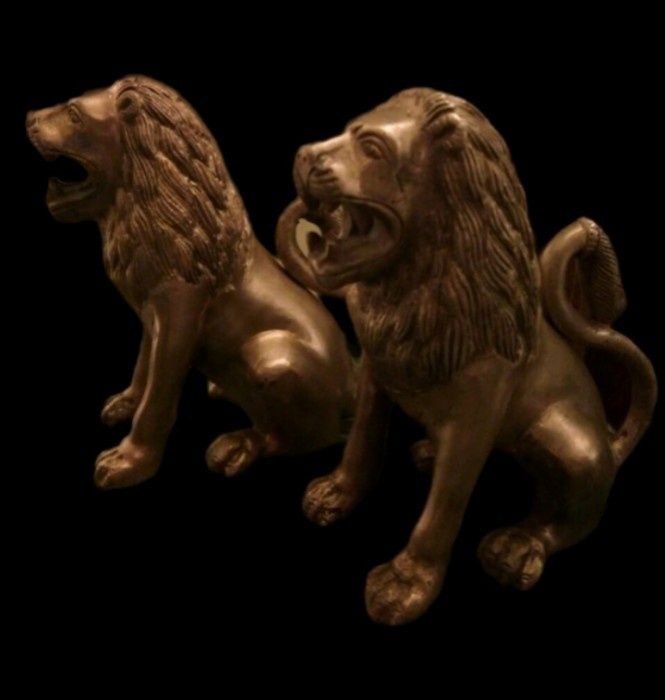 Set de 2 superbe sculpturi asiatice din bronz masiv