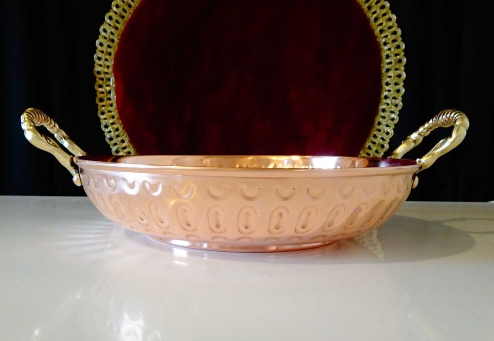 Немски меден тиган 21 см.,бронзови дръжки.