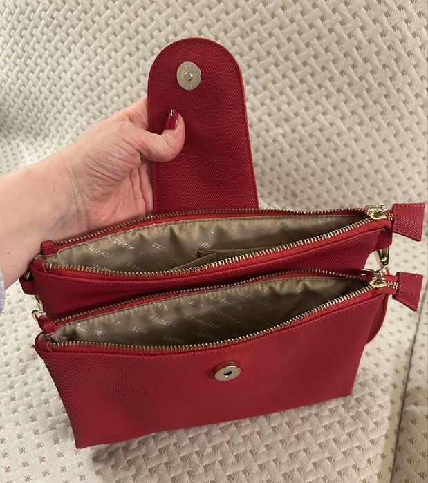 Маркови дамски чанти Picard и US Polo бежова змийска и червена