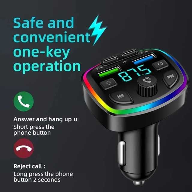 Блутут FM трансмитер Ouyaaqii, Волтметър 2хUSB заряднo GSM Bluetooth