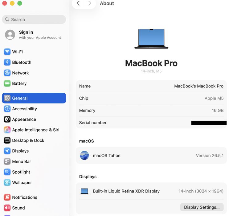 MacBook Pro 14 inch M5, 1 TB, 16 GB RAM, Black, Ca nou
