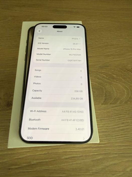 iPhone 15 Pro Max Natural Titanium 256GB-Като нов 89% батерия