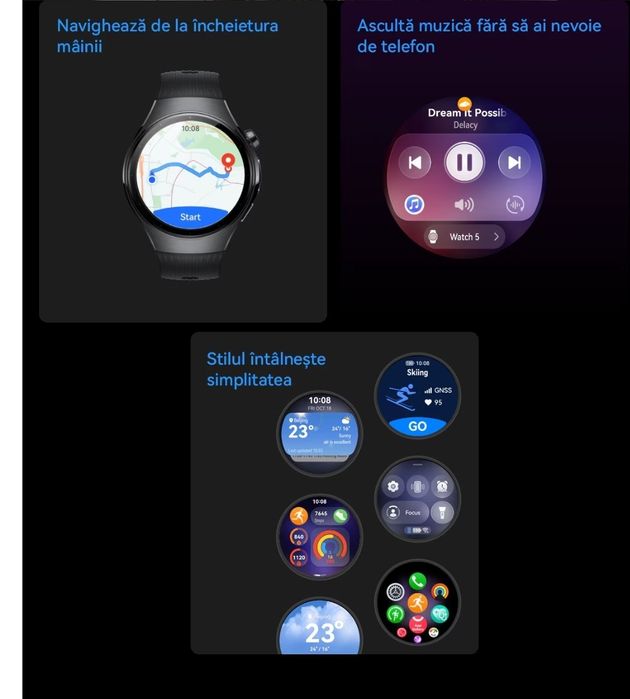 Vand ceas Huawei Watch 5 45mm  Negru LTE ESIM + curea din piele