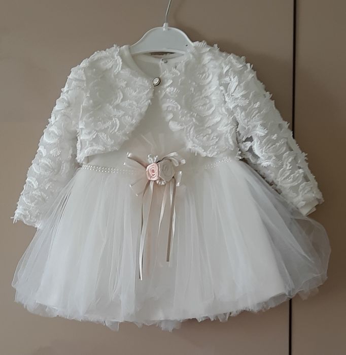 Set rochie alba si bolero, marimea 80
