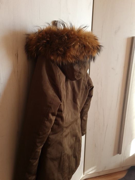 Дамско дълго яке/парка с естествен косъм S размер