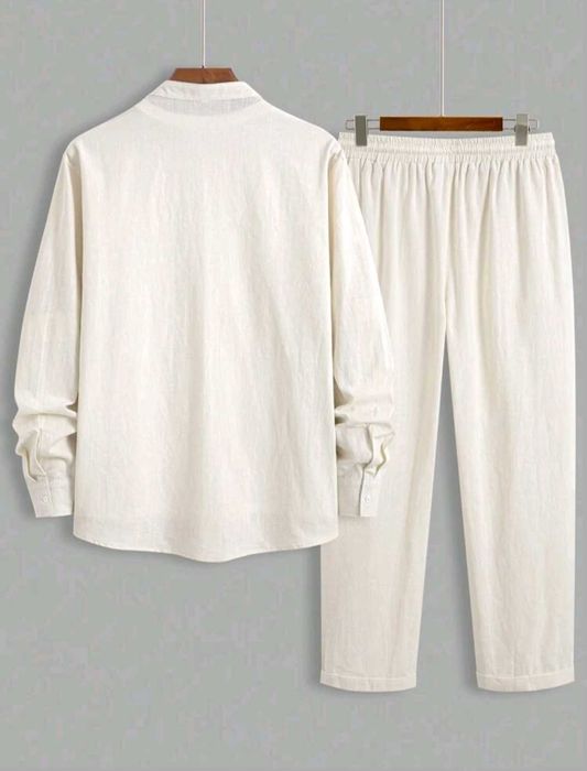Costum vara set barbati camasa si pantaloni material subtire