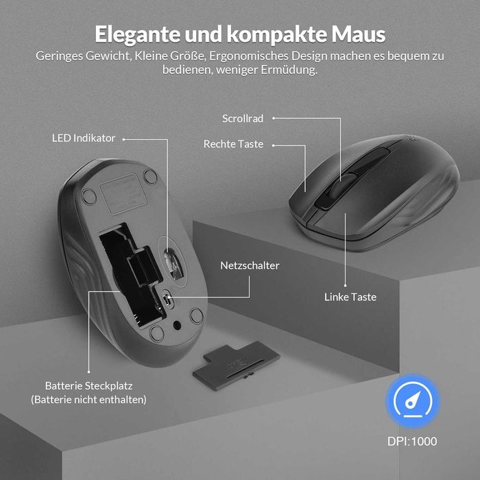 Set tastatura si mouse wireless, Rii, Negru, QWERTZ, Livrare Gratuita