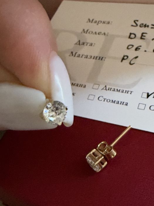 Обеци жълто злато 14к с цирконий