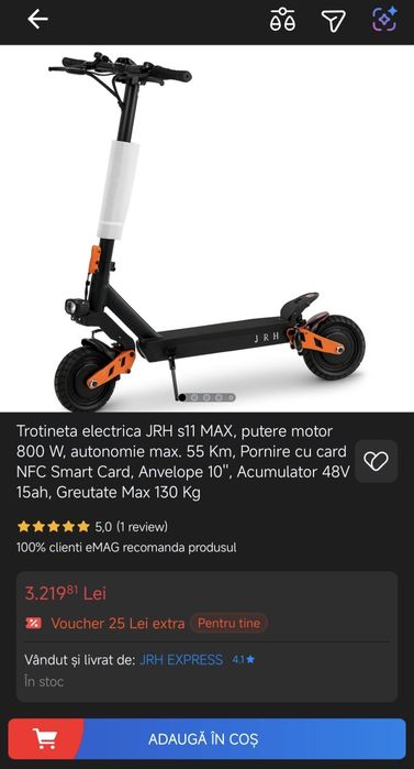 Trotineta electrica JRH cu tractiune integrală 2x2 (2 motoare)- 70km/h