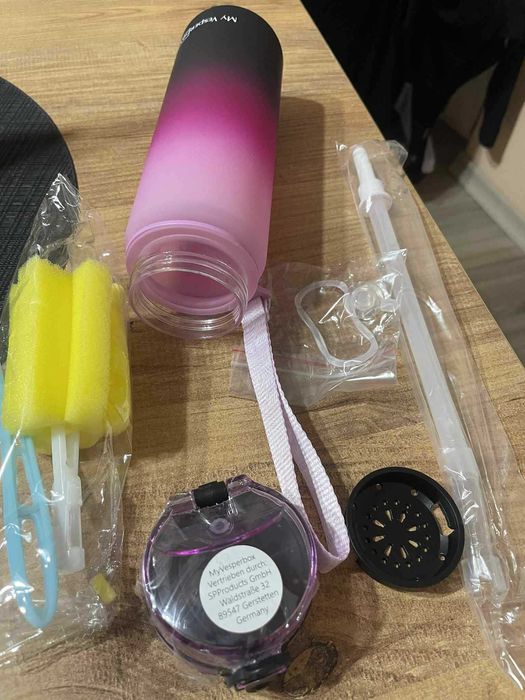 Дамска Детска бутилка за вода 500ml BPA free - Спортна, женска, розова