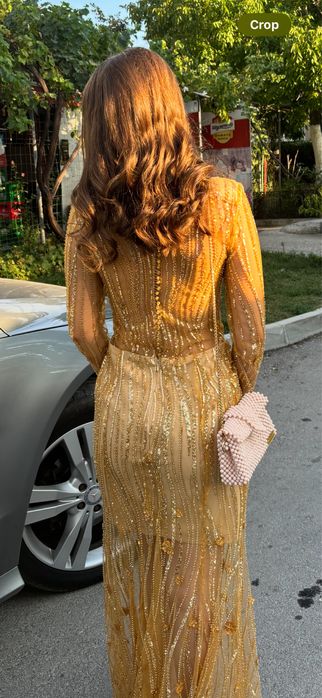 Златна официална рокля – ръчна изработка, S размер