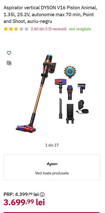 Aspirator vertical fără fir Dyson V16 Piston Animal no sigilat