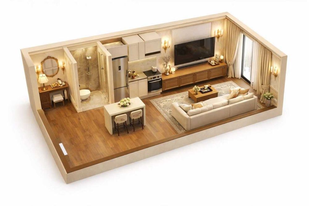 Кора Камиш 1/2 студия 1 ком. 26.7 кв. 15 этаж