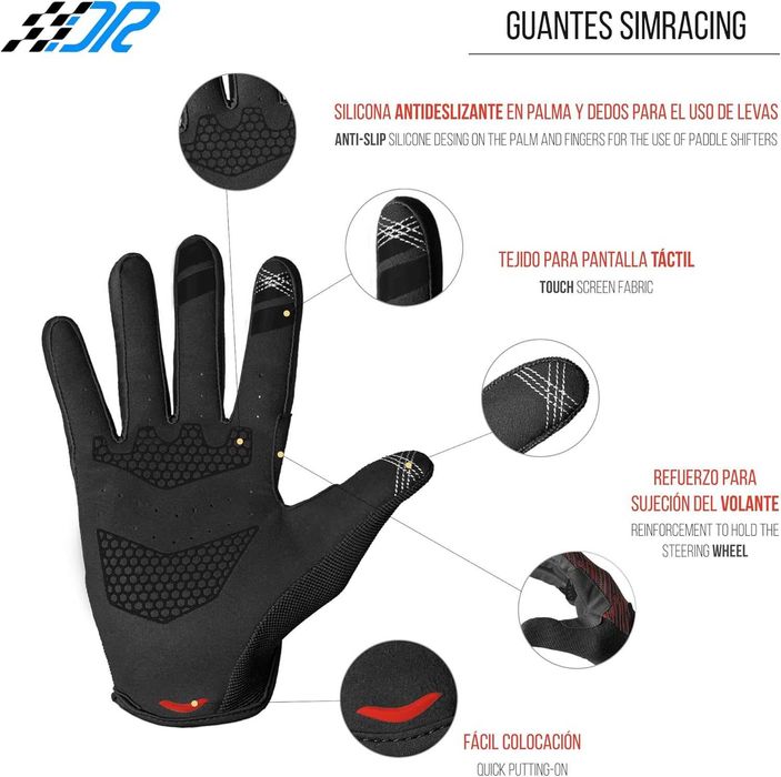 Ръкавици за Sim Racing - DAPPER RACING (Red Edition)