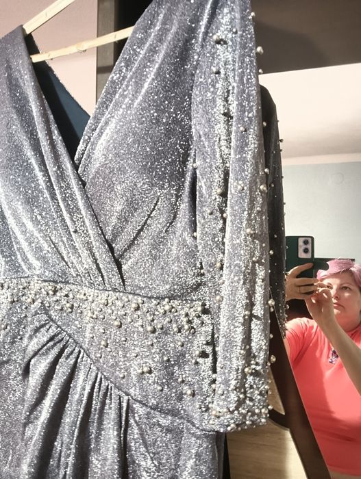Rochie ocazie gri argintiu
