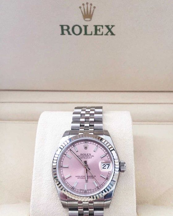 rolex datejust 31mm сребристо/розово