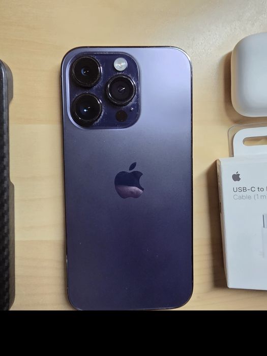 Iphone 14 pro purple, 256 GB, baterie 97% + casti airpods cadou