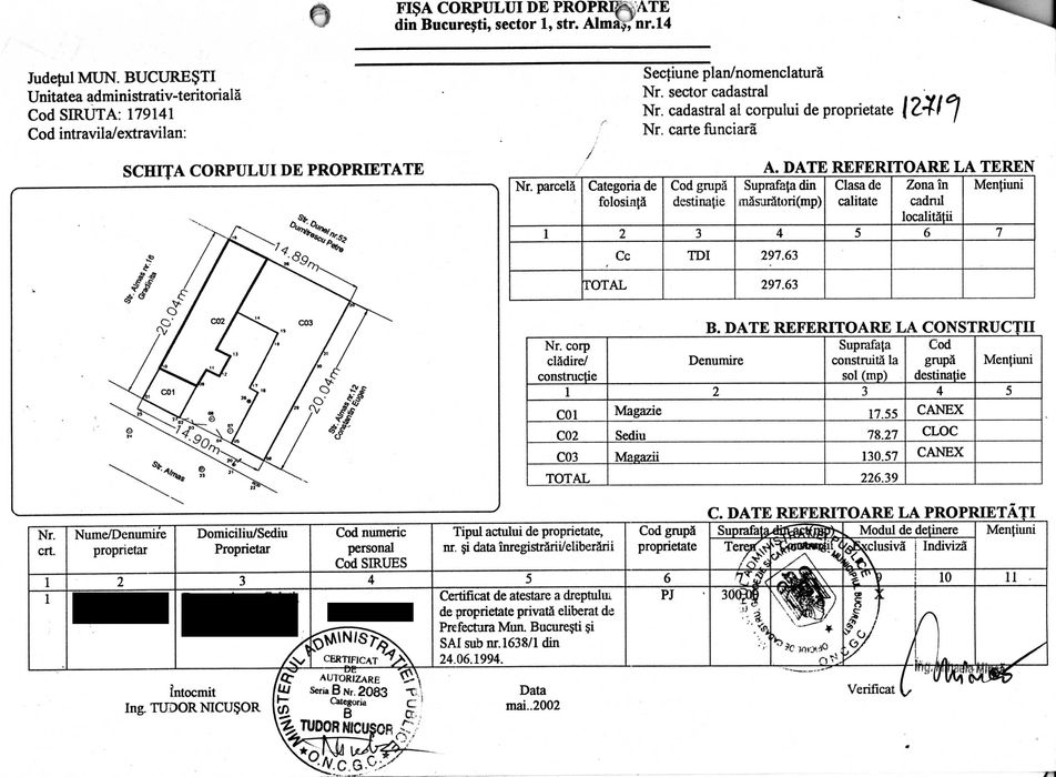 Casa cu teren 298 mp, zona 16 Februarie, Bazilescu