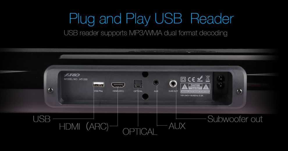 Акустика Fenda HT-330 (USB) мощная саундбар-система с сабвуфером
