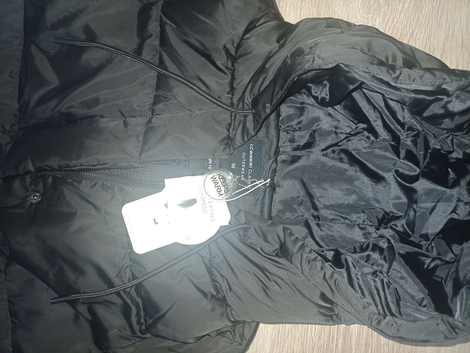 Дамско ново зимно яке с гъши пух черно размер S