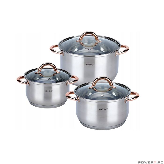 Set 3 oale cu capac,18/20/24,golden-rose,Kinghoff