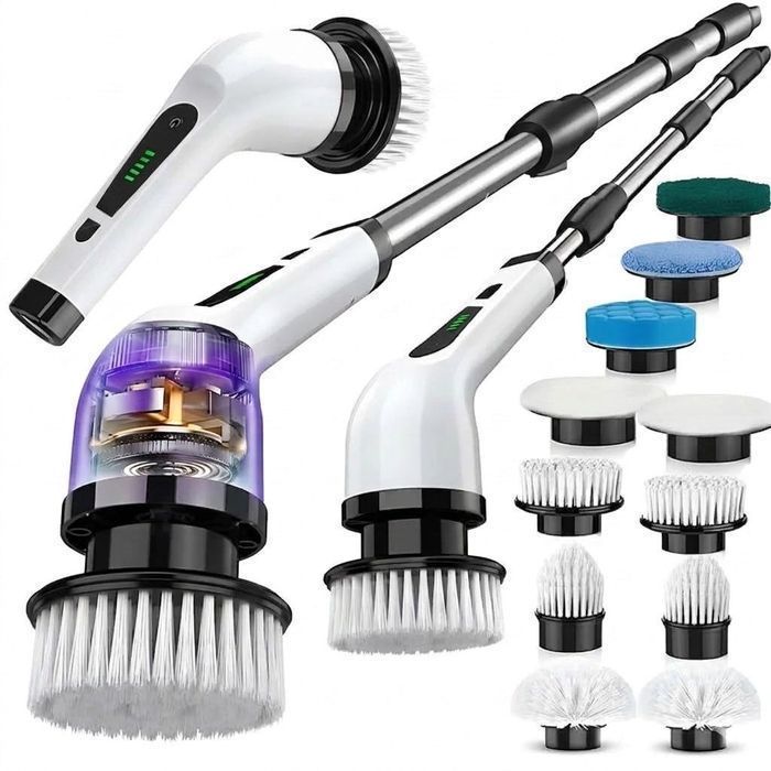Perie electrică rotativă cu mâner telescopic, 9 capete, NOUĂ