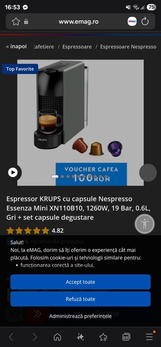 Vand Espressor KRUPS cu capsule Nespresso ca nou

Vand Espressor KRUPS