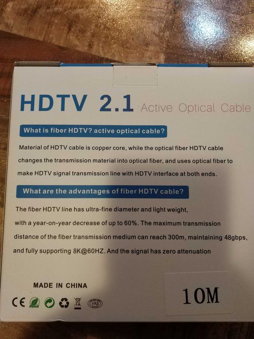 Кабел оптичен hdmi към hdmi hdtv 10м.