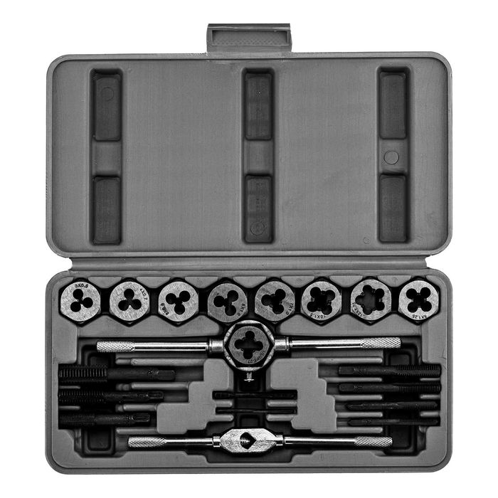 Набор метчиков и плашек, плашко-метчикодержатель, пласт. бокс Sparta