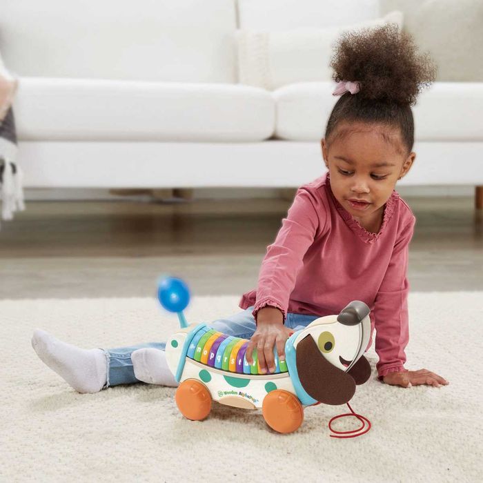 Дървено кученце за бутане и теглене с музика Vtech