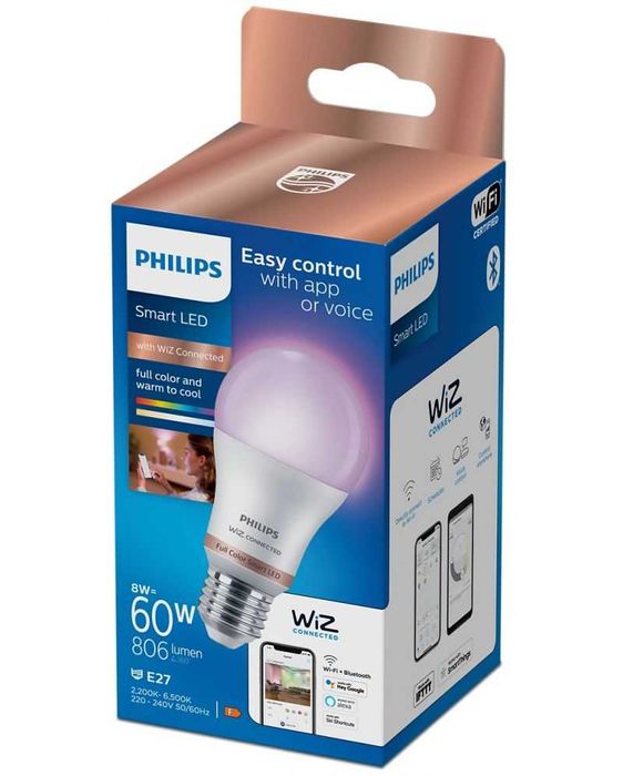 Смарт LED Kрушка Philips WIZ Димируема RGB Е27 100W 2200-6500К