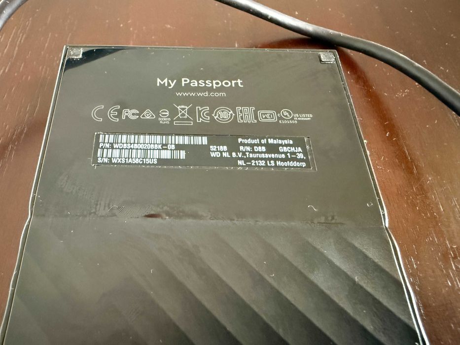 Външен хард диск Western Digital My Passport 2TB USB 3.2 Black (WDBYVG0020BBK)