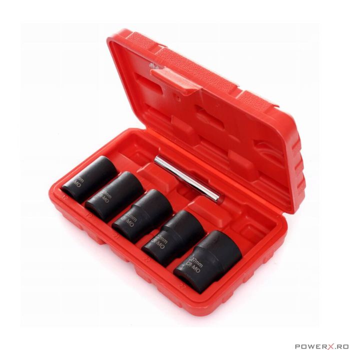 Trusa chei tubulare de impact 1/2", 27, 22, 21, 19, 17mm, 6 piese,