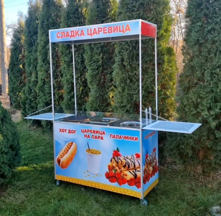 Комбинирана количка за царевица на пара, за хот дог и за палачинки