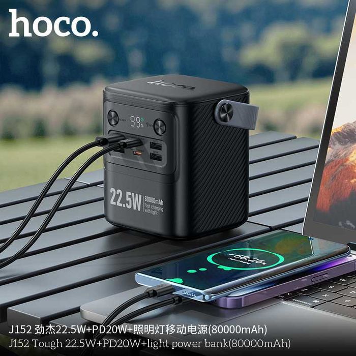 Hoco J152 Tough 22.5W+PD20W Power Bank 80000mAh QC3.0 For iPhone 16