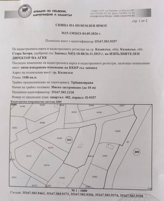 Продава парцел в гр. Казанлък