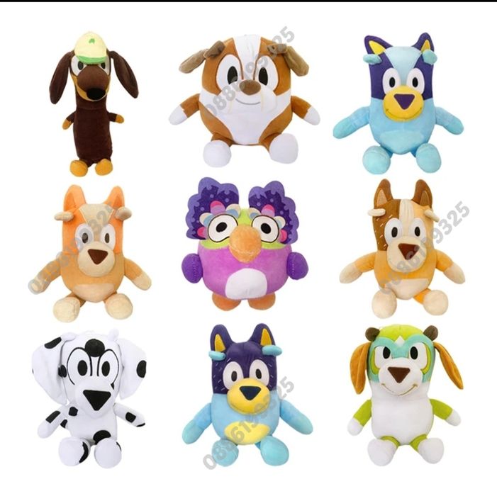 Комплект Плюшена играчка Блуи и Бинго + фигурки Блуи и Бинго