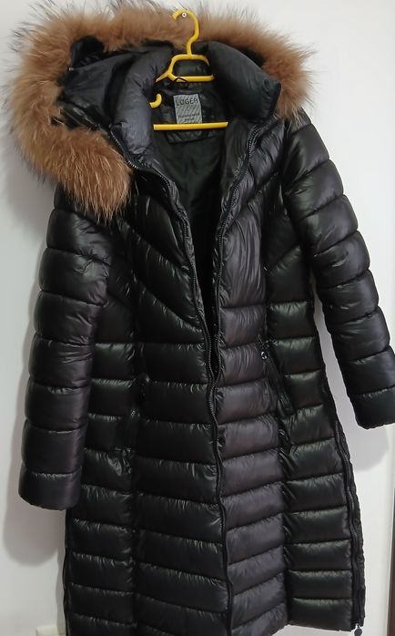 Haina lunga dama model Moncler Long Jacket  blana vulpe mar 42 sau L