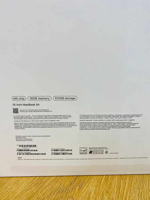 ЧИСТО НОВ !!! Apple MacBook Air 15", M4, 16GB RAM, 512GB, Starlight