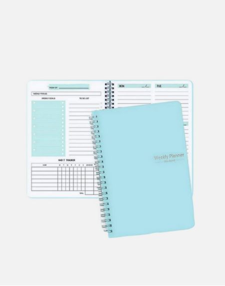 Agenda Planificator cu Spirala, pentru Organizare Saptamanala, cu Habit Tracker si To Do List, Albastru, A5