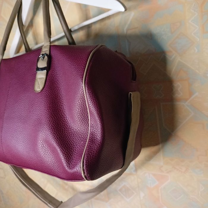 Geantă de voiaj / Weekend bag - Vișiniu & Bej