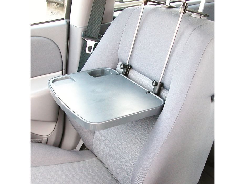 Suport multifunctional auto Carpoint pliabil pentru laptop, bauturi si mancare, cu fixare pe volan sau spatarul scaunului, reglabil pe inaltime,
