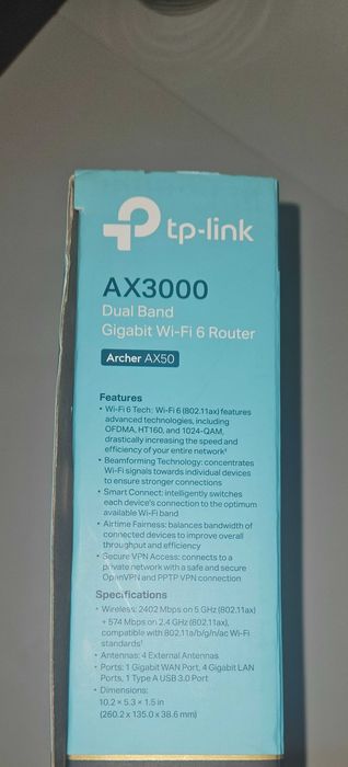 Router Wi-Fi 6, TP-Link AX3000 Archer AX50 - 3000 Mbs