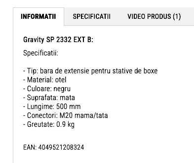 Extensie stativ boxa cu filet
