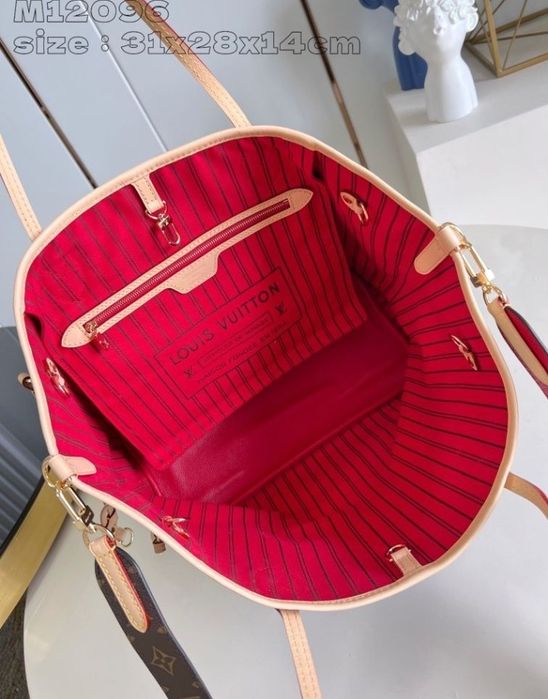 Geanta piele naturala,model Neverfull,saculet,card,certificat,etichetă