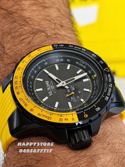 INVICTA Aviator Yellow/Black 50 mm, Инвикта нов мъжки часовник