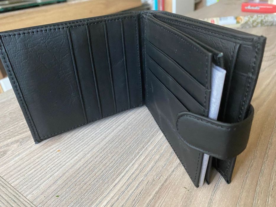 Мъжко портмоне от естествена италианска кожа – черно