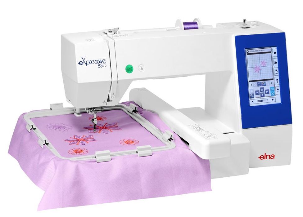 Masina de brodat Elna Expressive 830L+gratis accesorii+masa prelungire+software cd pentru convertire poze in broderie