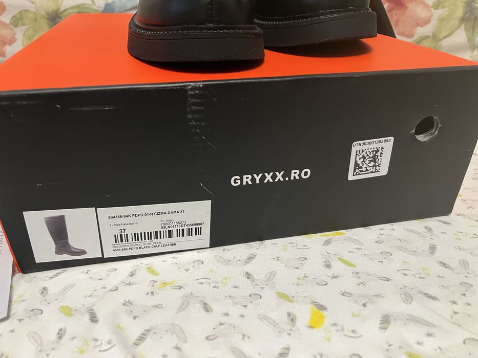 Cizme GRYXX negre, piele naturala de vitel, marimea 37