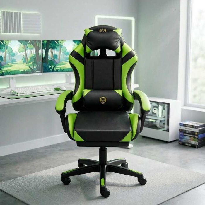 Геймърски  стол с масаж и поставка за крака